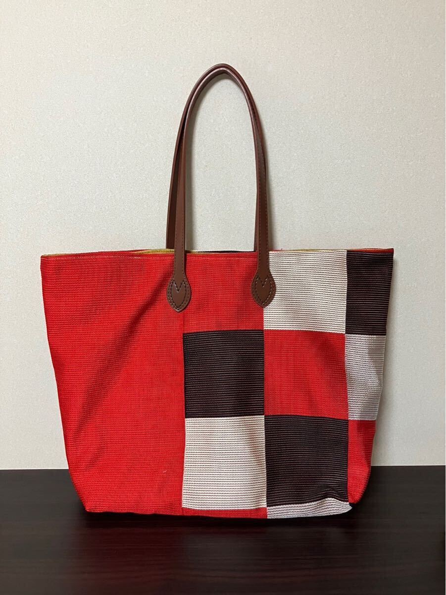 アンズルーム★ちょっと豪華な★着物×帯　リメイク★トートバッグ★ハンドバッグ★かばん★大容量　大きめ★赤系