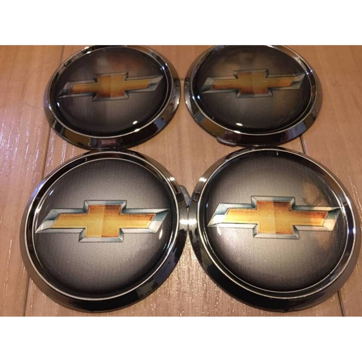 エンブレム 丸 48mm GM Chevrolet シボレーメッキ リム クラシック ロゴ ホイールキャップ4枚 セット キット マッスルカー ピックアップ