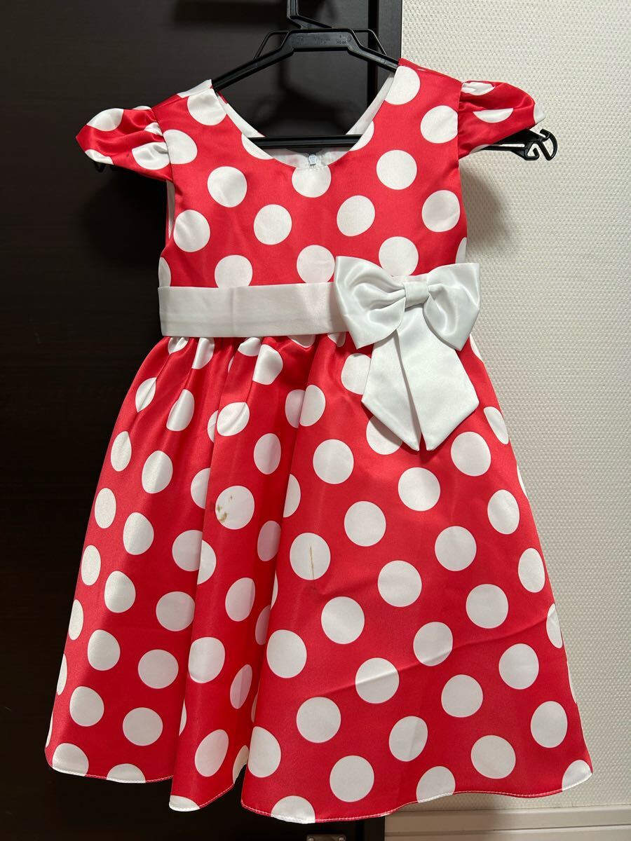 子供ドレス、ワンピース／発表会で1回だけ着用／パニエ一体型、パニエ付き／ミニーちゃん風／サイズ120／ハロウィン、ディズニーランド等で