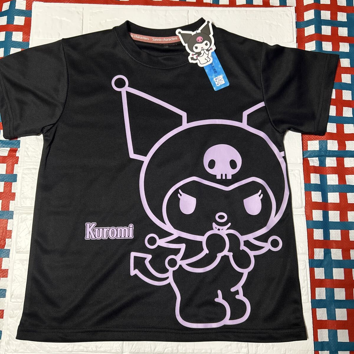 150『サンリオキャラクターズ』クロミ　メッシュ半袖Tシャツ 黒　吸水速乾　