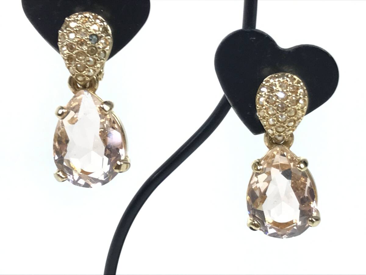 スワロフスキー　SWAROVSKI　雫/しずく　クリスタル　ラインストーン　イヤリング　クリアピンク×ゴールドカラー　YAS-12514