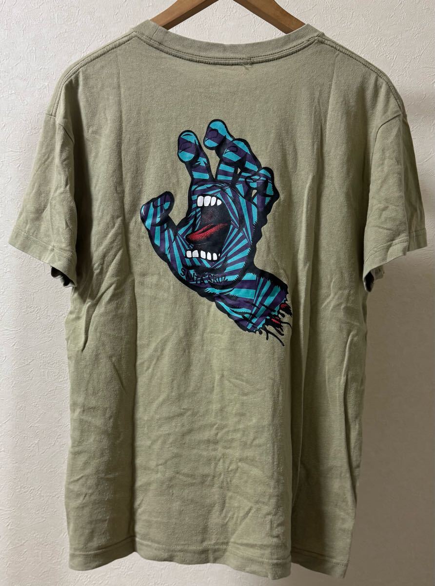 SANTA CRUZ スクリーミングハンド デザイン Tシャツ サンタクルーズ size L 半袖Tシャツ カーキ ロゴ