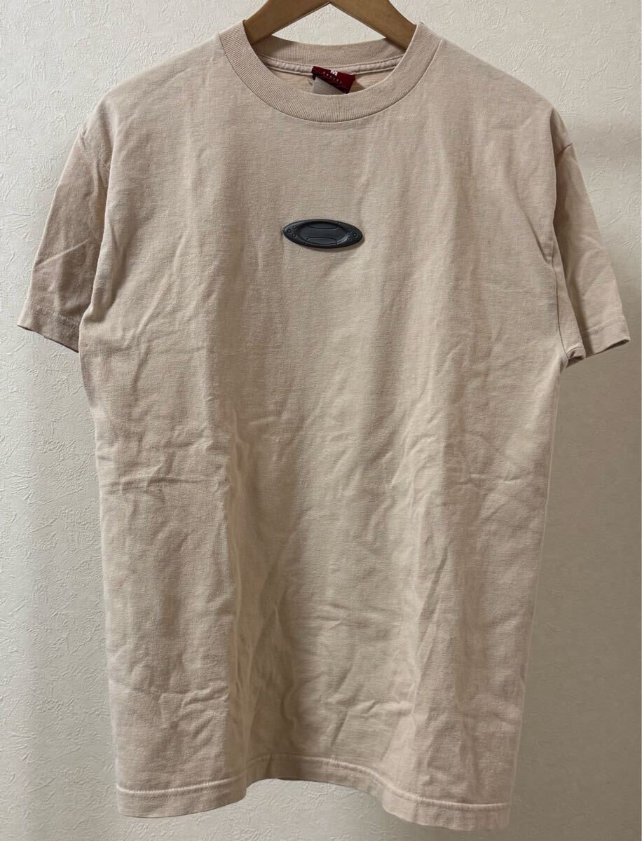 OAKLEY オークリー 半袖Tシャツ size M ベージュ 半袖 T-シャツ 旧タグ 赤タグ 立体ロゴ 立体 ロゴ