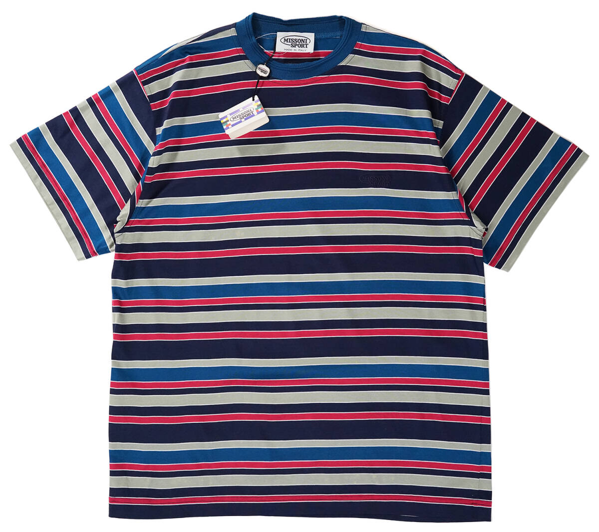 「 タグ付き イタリア製 80s 90s MISSONI SPORT コットンボーダー Tシャツ 半袖 メンズ 」ミッソーニ スポーツ Mサイズ