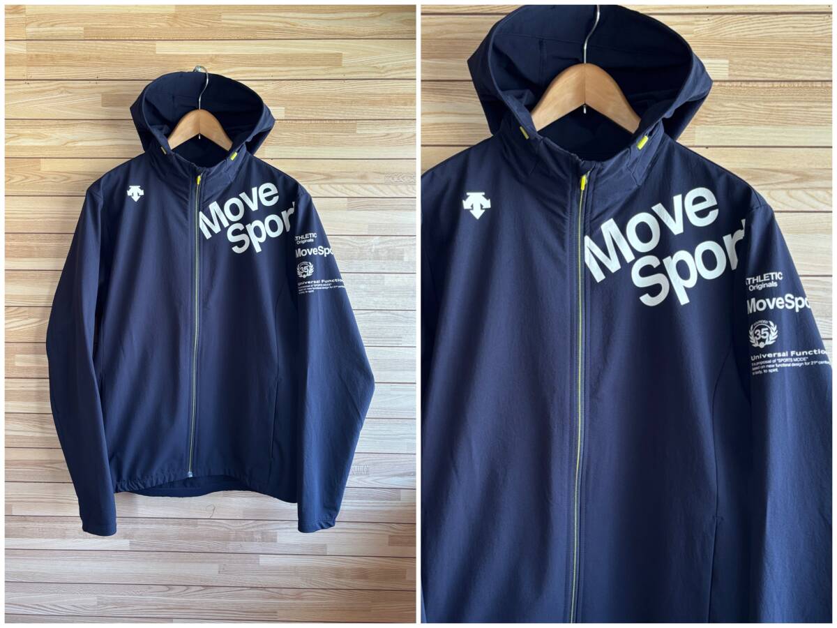 #セール★サイズ L★DESCENTE デサント MOVE SPORT ムーブスポーツ はっ水 ストレッチ パーカー フード ジップ ネイビー 紺 春 夏 秋