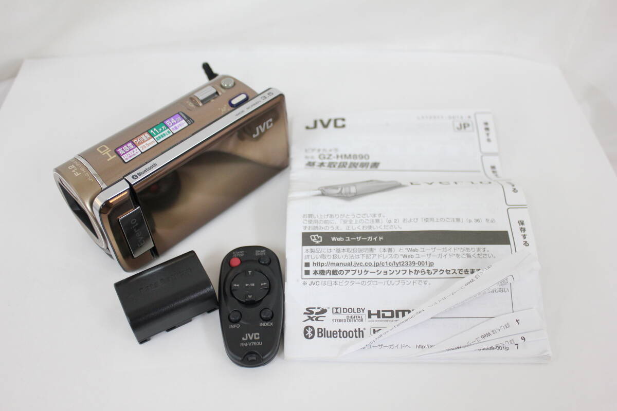 【返品保証】 【録画再生確認済み】JVC Everio GZ-HM890-N ブラウン 10x バッテリー付き ビデオカメラ M7096