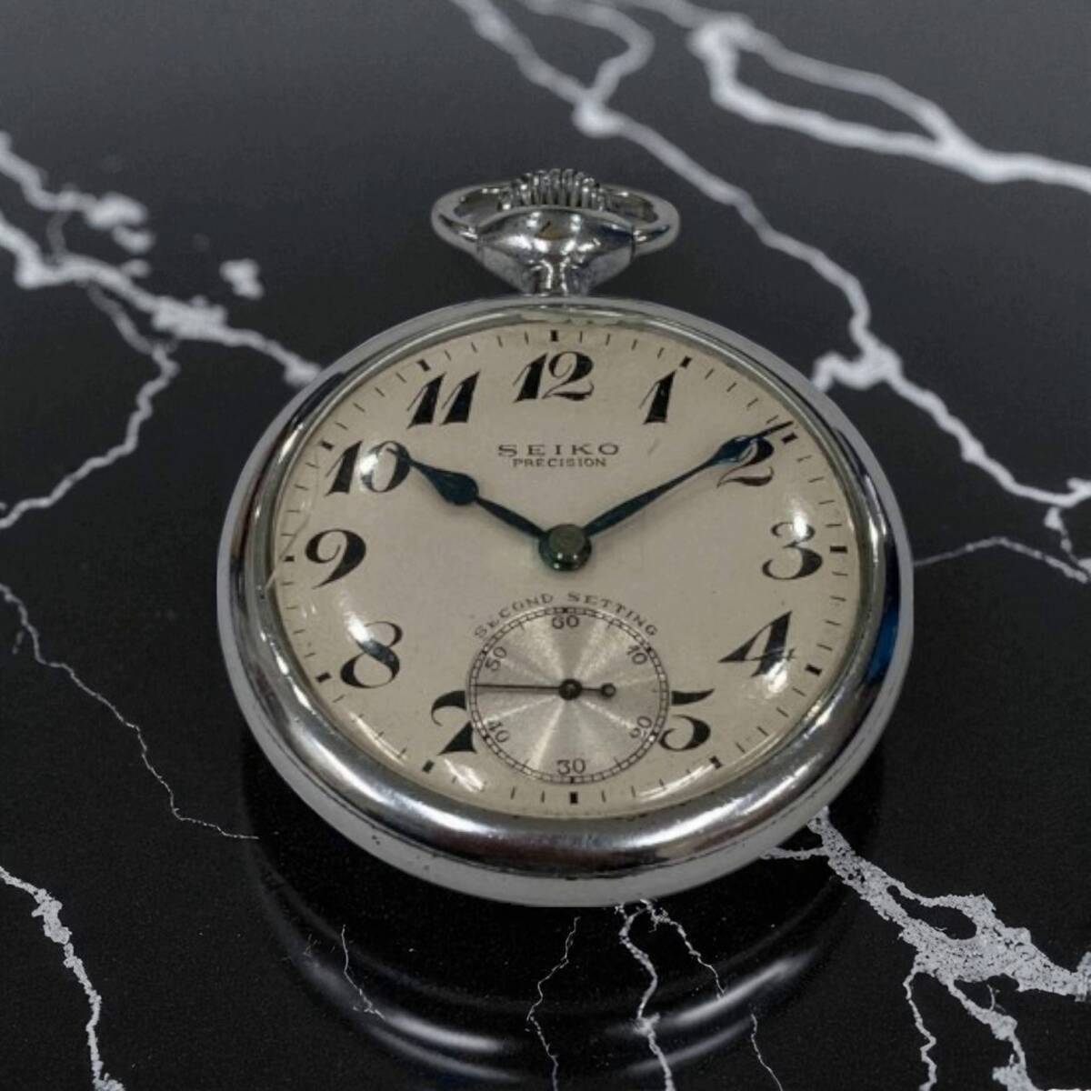 【不動品/ジャンク品】SEIKO セイコー 懐中時計 鉄道時計 PRECISION SECOND・SETTING 昭和34年 国鉄・4756