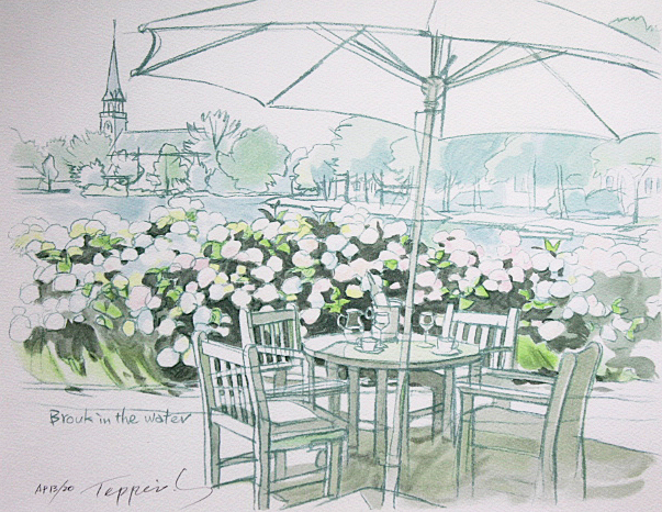 ■★笹倉鉄平 【あじさいのテラス】 リトグラフ 直筆サイン エディション有り