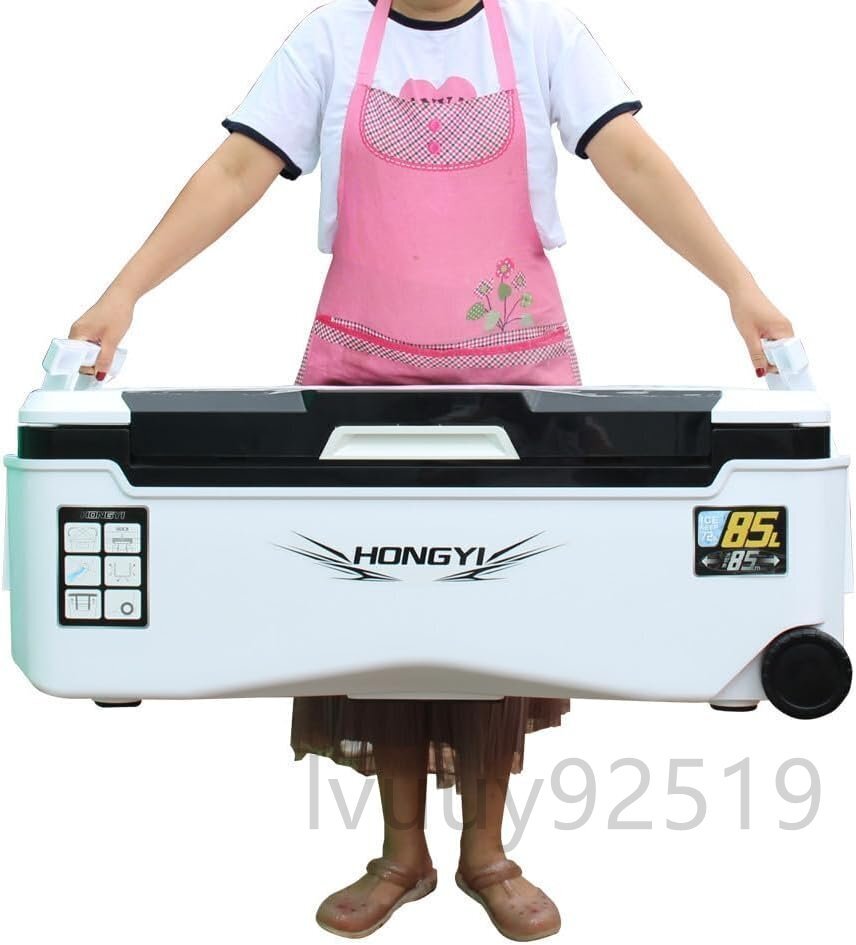 釣り用クーラーボックス 容量85L 座れる頑丈ボディ 保冷 ハンドル/釣りエサ箱/肩ベルト/水栓付き 背もたれなし 防水 高さ調整