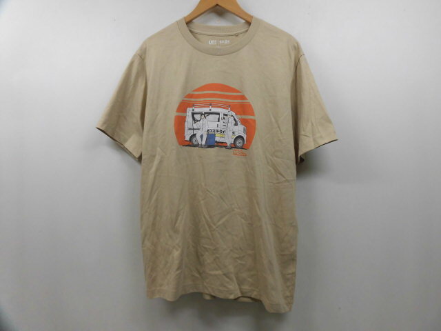 UNIQLO ユニクロ UT 怪獣8号 MSinc モンスタースイーパー プリント Tシャツ バックプリント 丸首 半袖トップス ベージュ Lサイズ