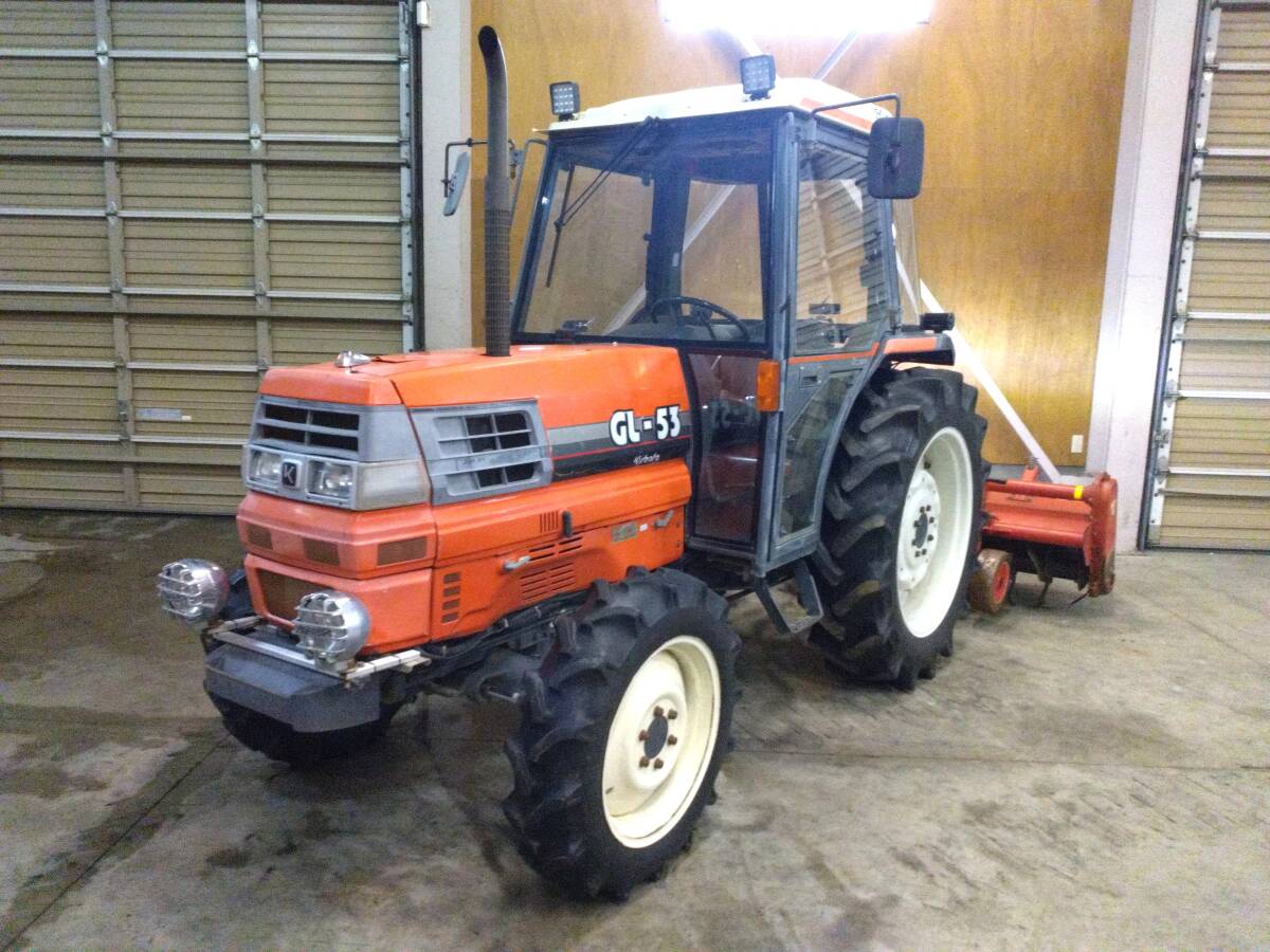 セール 福島 クボタ トラクター GL-53 1625時間 53馬力 パワステ 自動水平 キャビン エアコン 店頭販売 農機具市場 二本松