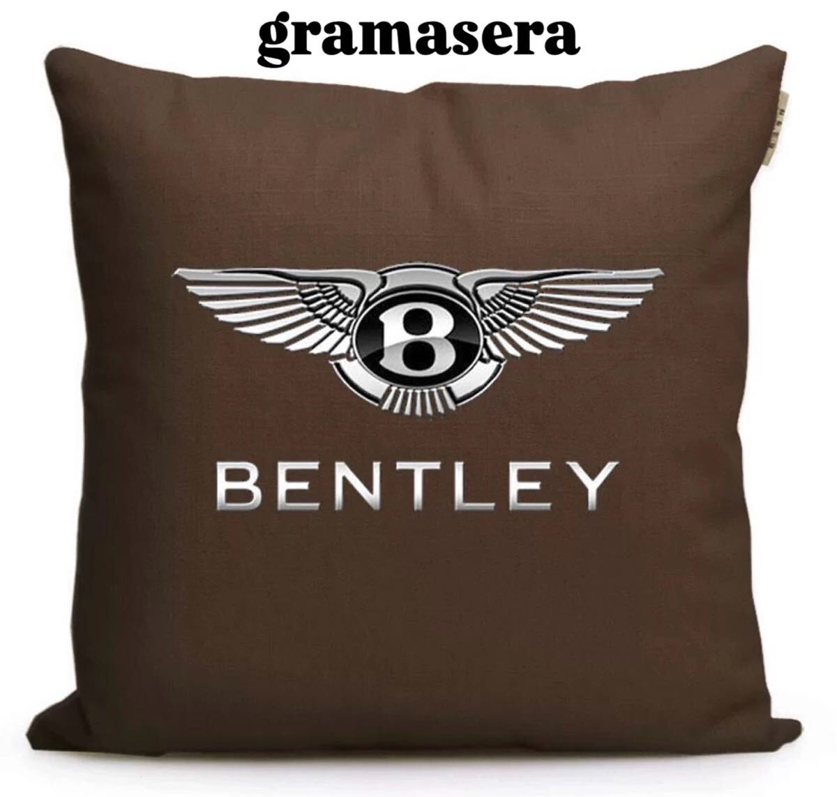 ★レア★ ベントレー　bentley クッション 高品質　ロゴクッション　エンブレム　茶