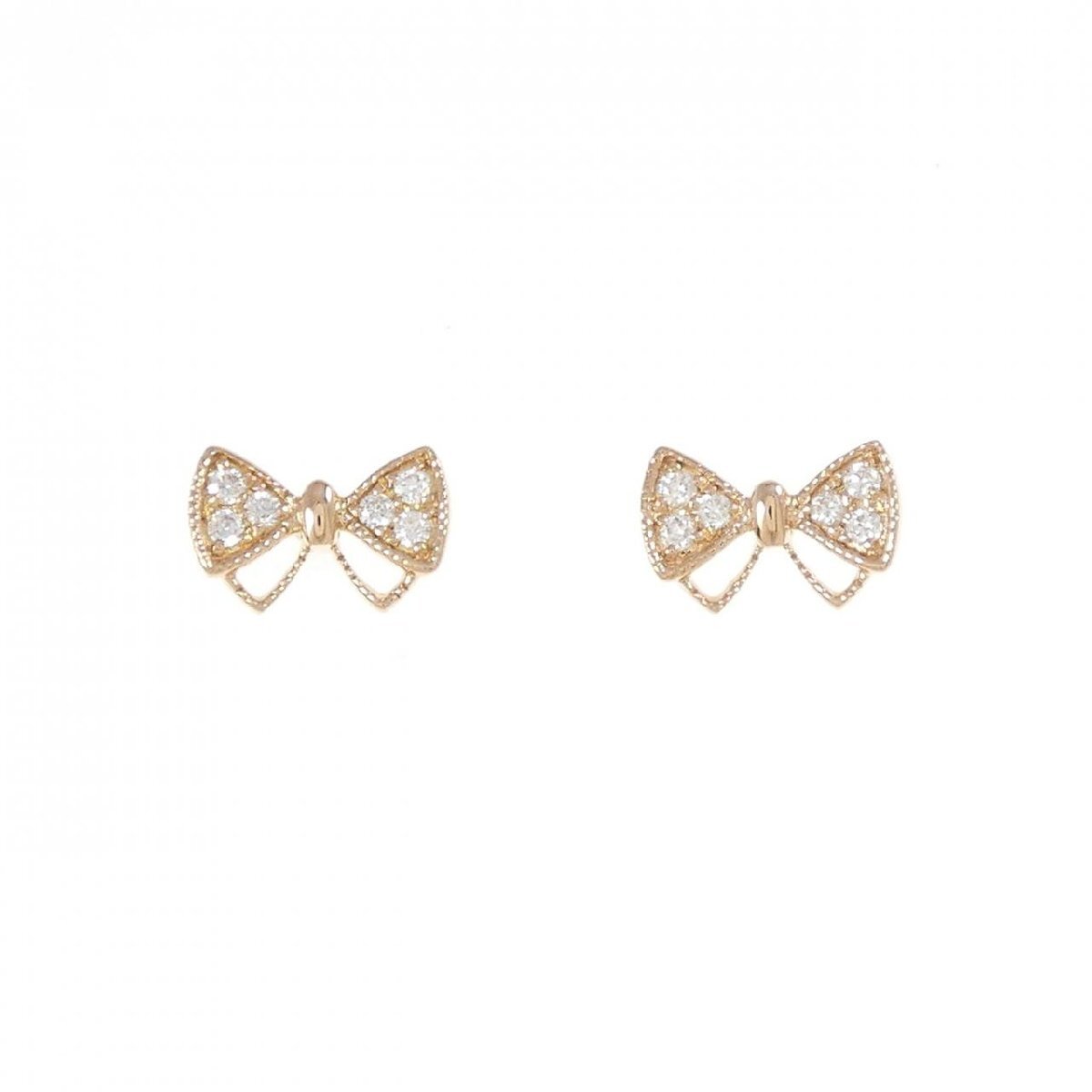 ポンテヴェキオ リボン ダイヤモンド ピアス 0.10CT