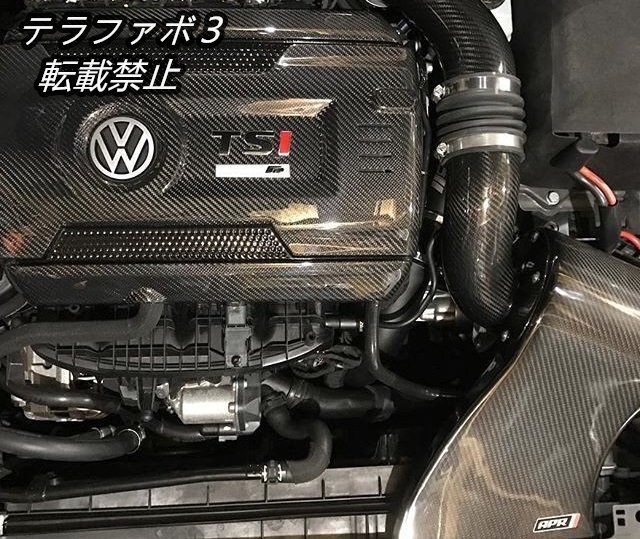 フォルクスワーゲン MK7 ゴルフ7GTi 2Lエンジン用本物カーボンエンジンカバー/GOLF7/綾織/ドレスアップ/綾織カーボン/4気筒