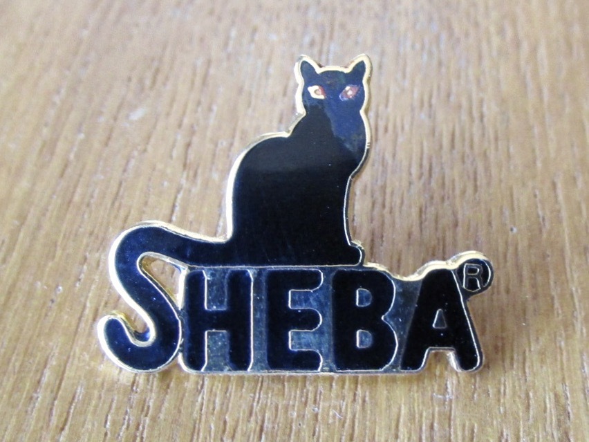 SHEBA シーバ 猫 キャットフード 広告 ロゴ 黒猫 クロネコ 古い ピンバッジ： 当時物 動物 ピンズ #S