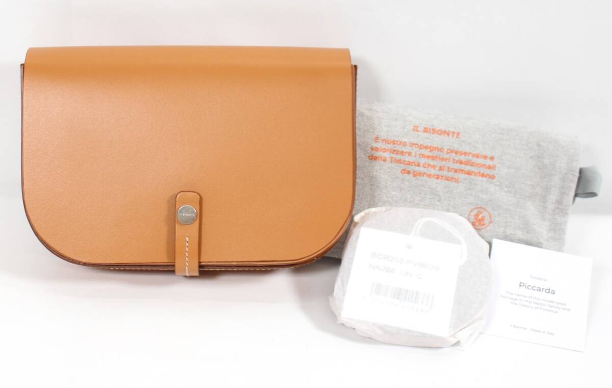 Y6871#◆未使用品◆IL BISONTE イル ビゾンテ Piccarda レザ－ショルダーバッグ ブラウン系