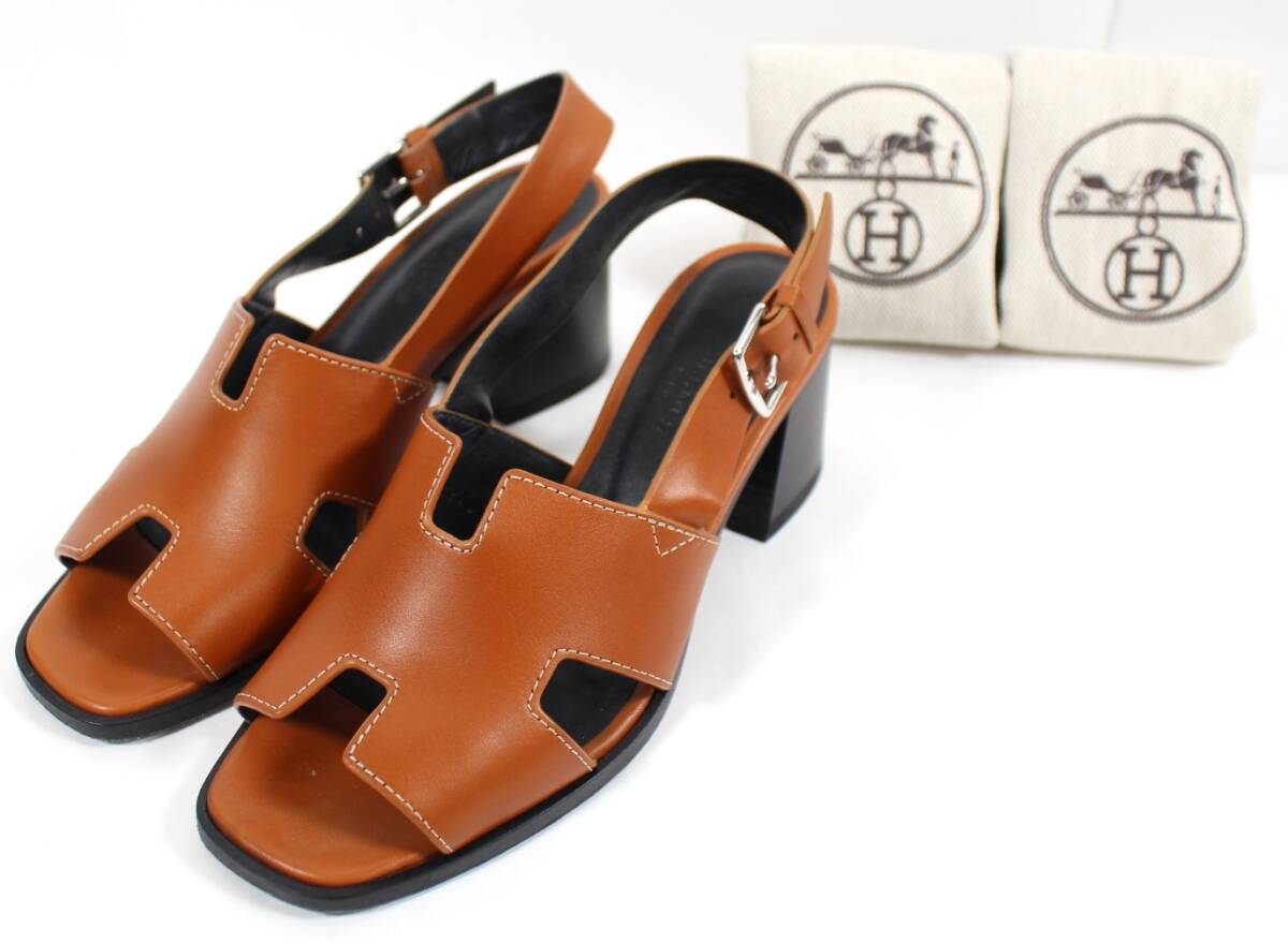 Y6890＃◆中古品◆HERMES エルメス エルベ レザ－ サンダル レディース サイズ35 1/2(約23cm)