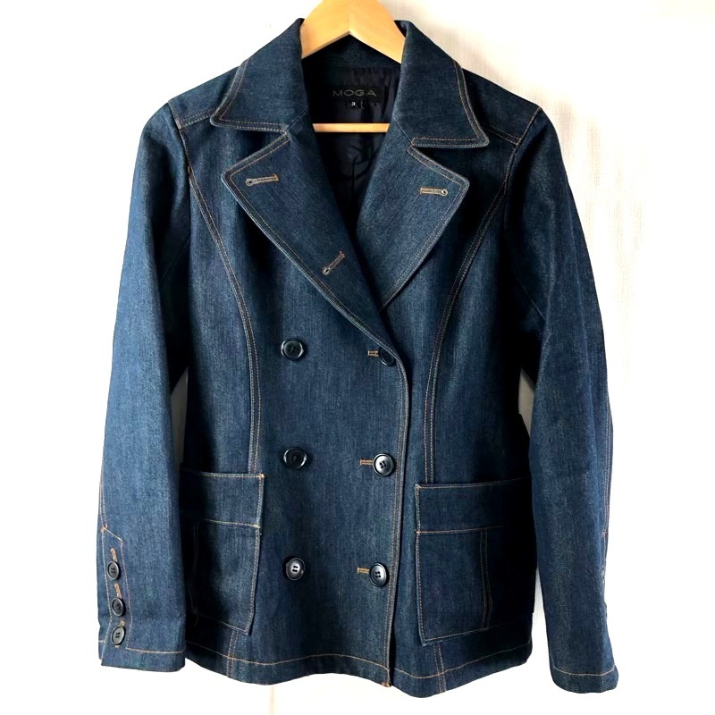 モガ MOGA ジャケット デニム テーラード ステッチデザイン ビッグポケット バックベルト ブルー系 ネイビー系 3サイズ 956197