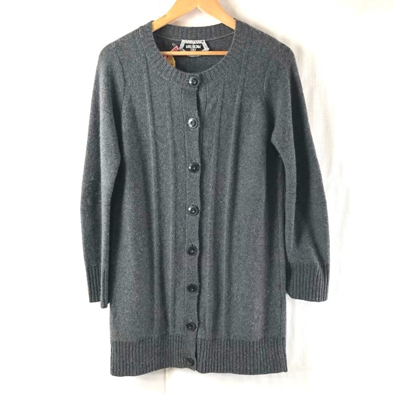 マーレンダム MARLENE DAM カーディガン カシミア100％ ビッグボタン ミディアム丈 グレー 40サイズ 962367