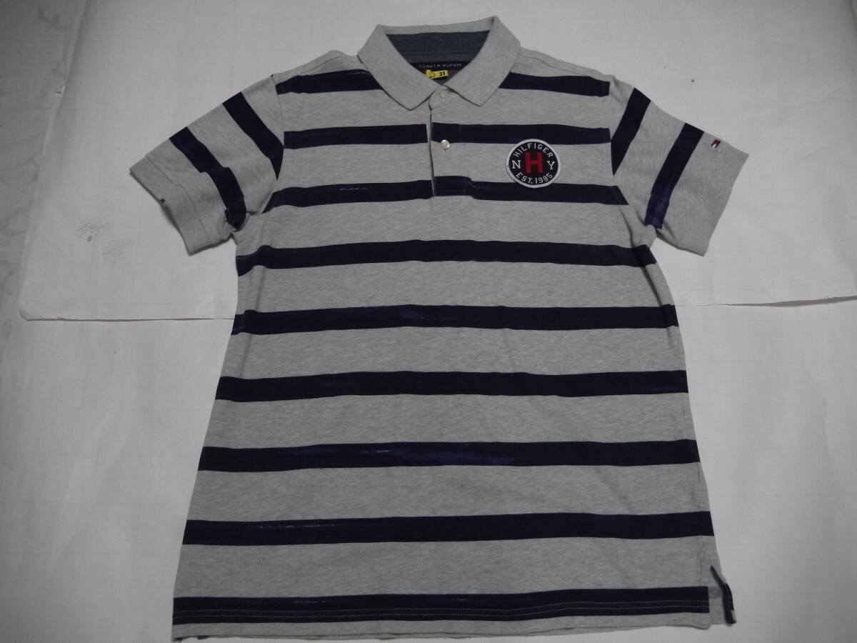 【美　品・クリーニング済】TOMMY　THILFIGER　トミーフィルフィガー　半袖ポロシャツ　ボーダー柄　サイズL 