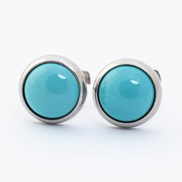 HERMES エルメス ラウンド ピアス エクリプス ライトブルー×シルバーカラー スタッド レディース アクセサリー #28417