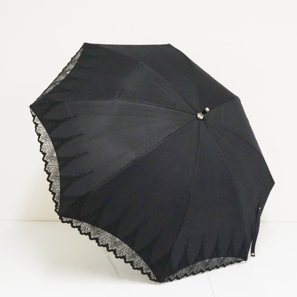 日傘 AURORA オーロラ（株） USED美品 ブラック 刺繍 レース 晴雨兼用 遮光 遮熱 UV 47cm S2902