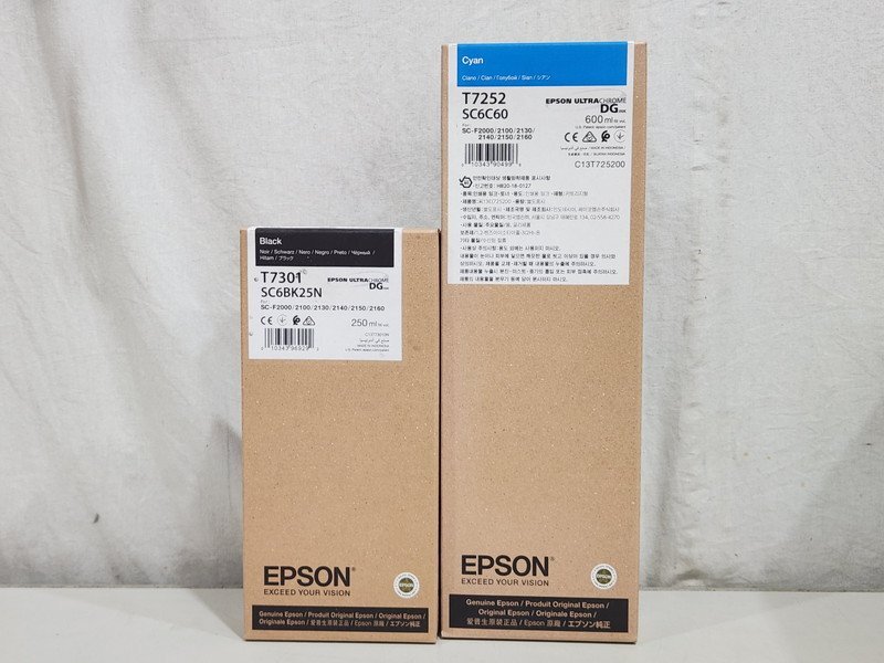 [未使用] EPSON/エプソン 純正インクカートリッジ UltraChrome DGInk ブラック T3701 SC6B625N / シアン T7252 SC6C60 使用期限切れ (1)