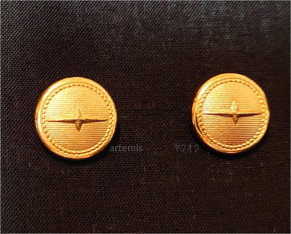 ② JAL CA7代目制服ボタン 金ボタン2粒 予備用 本井重信デザイン 日本航空スチュワーデス制服ボタン