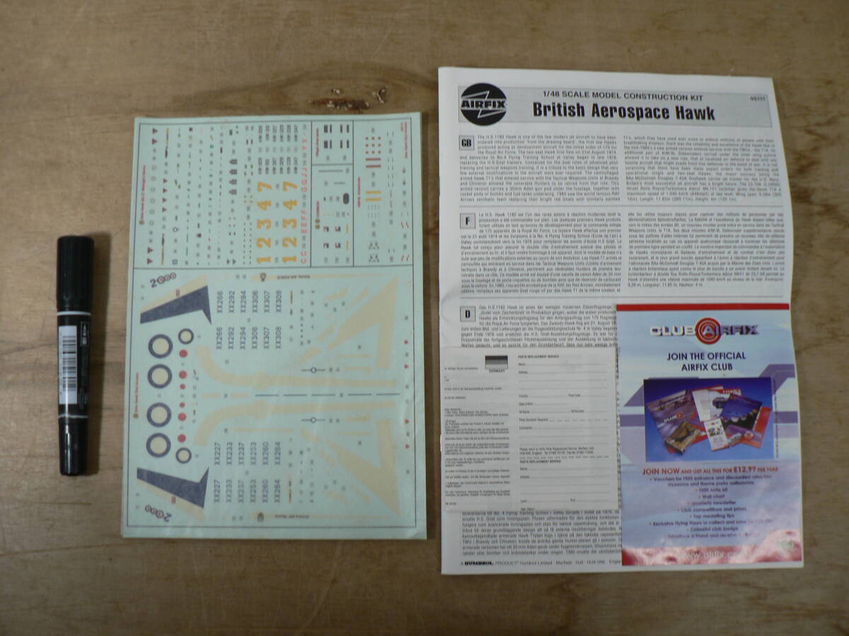 デカール+説明書のみ プラモデル AIRFIX 『British Aerospace Hawk / イギリス軍 BAeホーク』1:48 AP023
