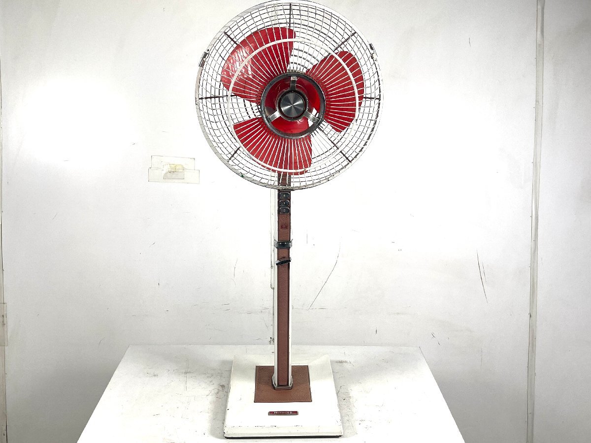 7日間動作保証 HITACHI S-627 扇風機 3枚羽根 30cm 赤扇 レッド 昭和 レトロ 希少 日立 【保証あり】