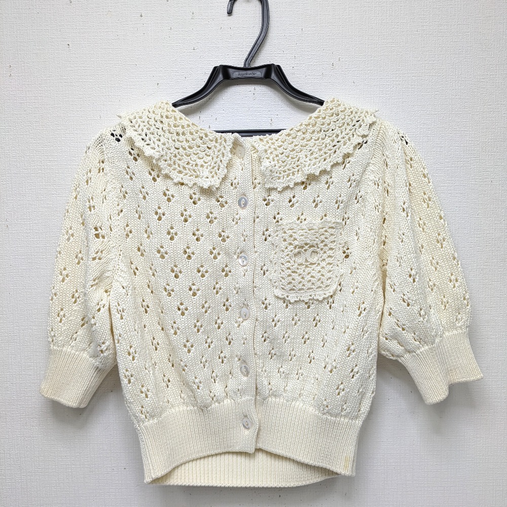 Dz803382 セリーヌ カーディガン トリオンフ クロップドカーディガン ニット 2AE8S844X アイボリー レディース CELINE 中古美品