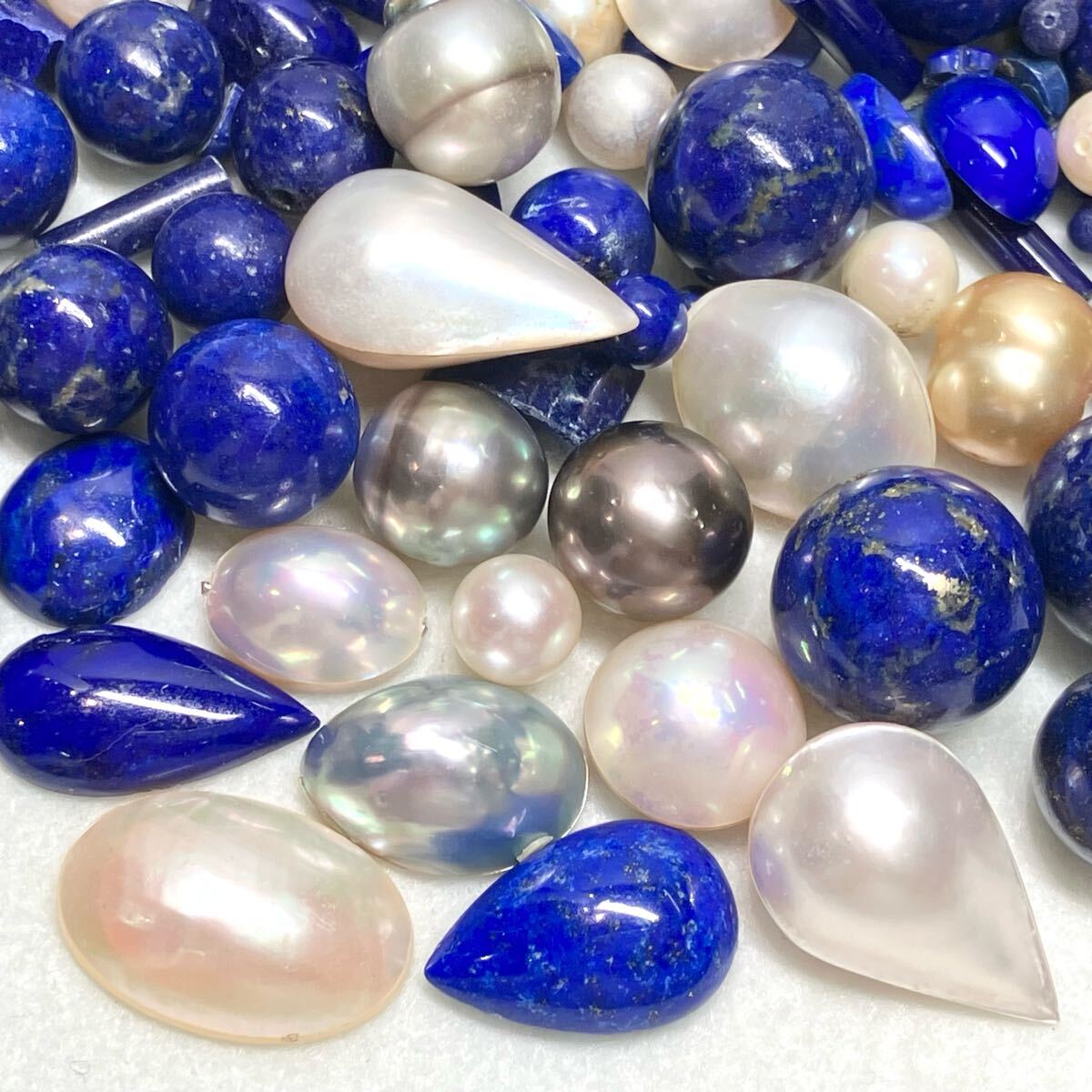 1円〜!!大量!!◯天然ラピスラズリ・パールおまとめ1675ct◯u 約335g ルース 裸石 宝石 アコヤ マベ 黒蝶 白蝶 ゴールデン グレー w5つ38拍卖
