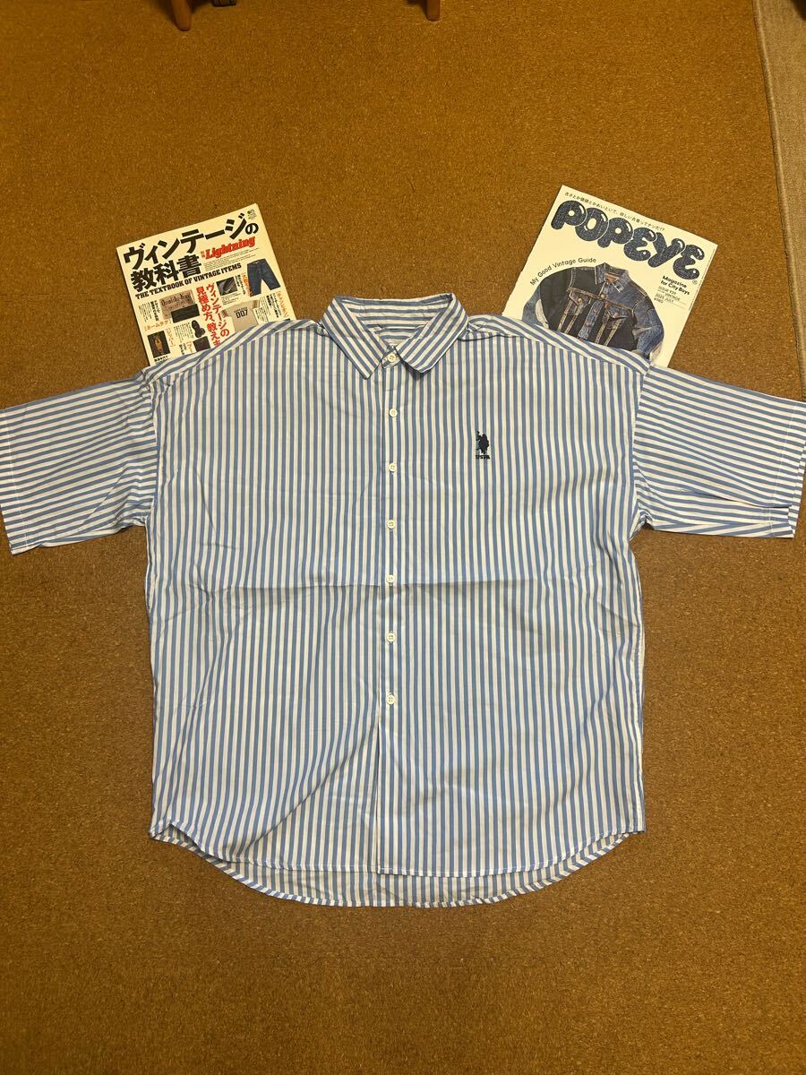U.S.POLOASSN./美品/USPA/ビッグシャツ/ストライプ/全米ポロ協会/ユーエスポロアッスン/巨漢シャツ/ローソンカラー/S/POLO/ポロ/半袖シャツ