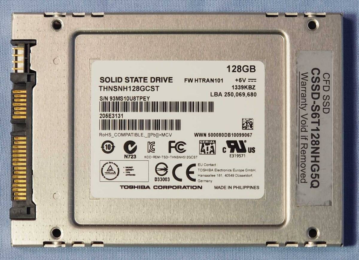 TOSHIBA 東芝 SSD SOLID STATE DRIVE HG5d 128GB MLC 7mm 2.5インチ THNSNH128GCST 内蔵 SATA 正常動作品 本体のみ ②