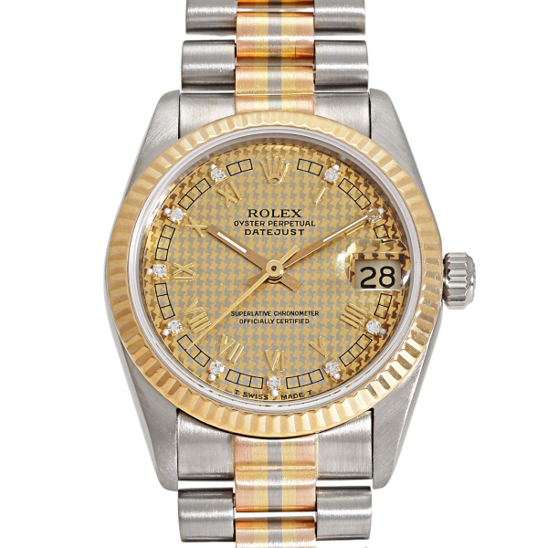 ロレックス ROLEX デイトジャスト 31 トリドール 68279GBIC シャンパン/10PD文字盤 中古 腕時計 男女兼用