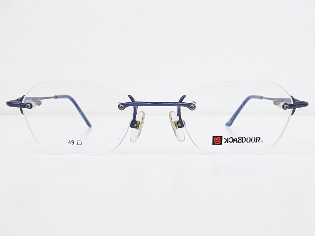 ∞ BACK DOOR バックドア 眼鏡 メガネフレーム BD-028 49□ メタル ツーポイント ふち無し ブルー ネイビー □H8