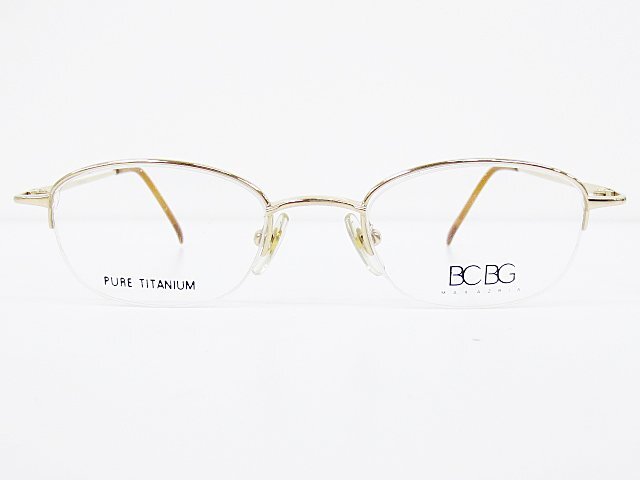 ∞ BCBG MAXAZRIA マックスアズリア 眼鏡 メガネフレーム BG-062 45□20-143 メタル ナイロール シルバー 日本製 □H8