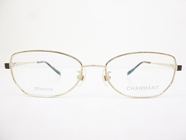 ∞ CHARMANT シャルマン 眼鏡 メガネフレーム CH24102 50□16-138 チタン フルリム ゴールド ブラック 日本製 □H8