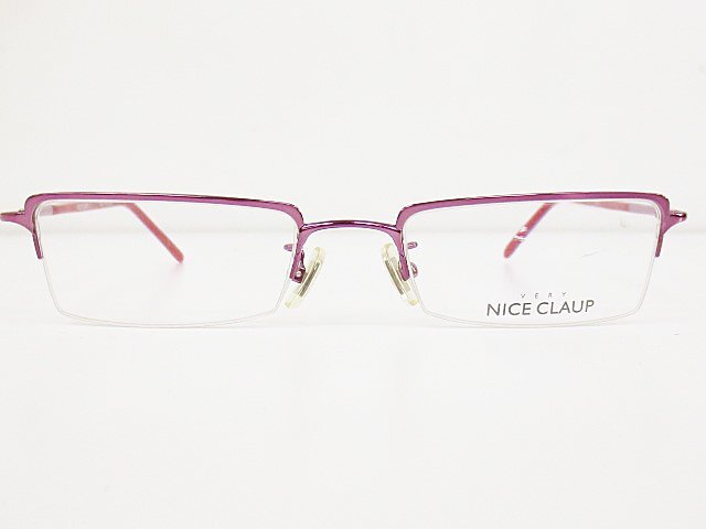∞ NICE CLAUP ナイスクラップ 眼鏡 メガネフレーム NC-1033 50□19-135 メタル ナイロール ハーフリム ピンクパープル系 □H8