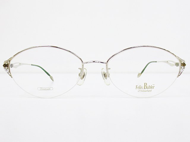 ∞ Felix Buhler フェリックスビューラー 眼鏡 メガネフレーム F-023 54□18 メタル ナイロール シルバー グリーン 日本製 □H8