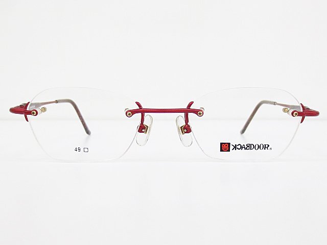 ∞ BACK DOOR バックドア 眼鏡 メガネフレーム BD-028 49□ メタル ツーポイント ふち無し レッド □H8