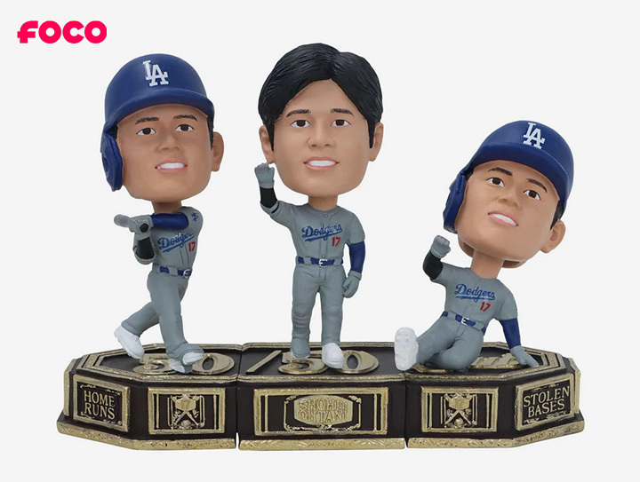 【限定150個】Foco大谷翔平 Dodgers 50-50 コネクティングベース3パックミニビッグヘッドボブルヘッドセット 送料無料 fomnldsoso