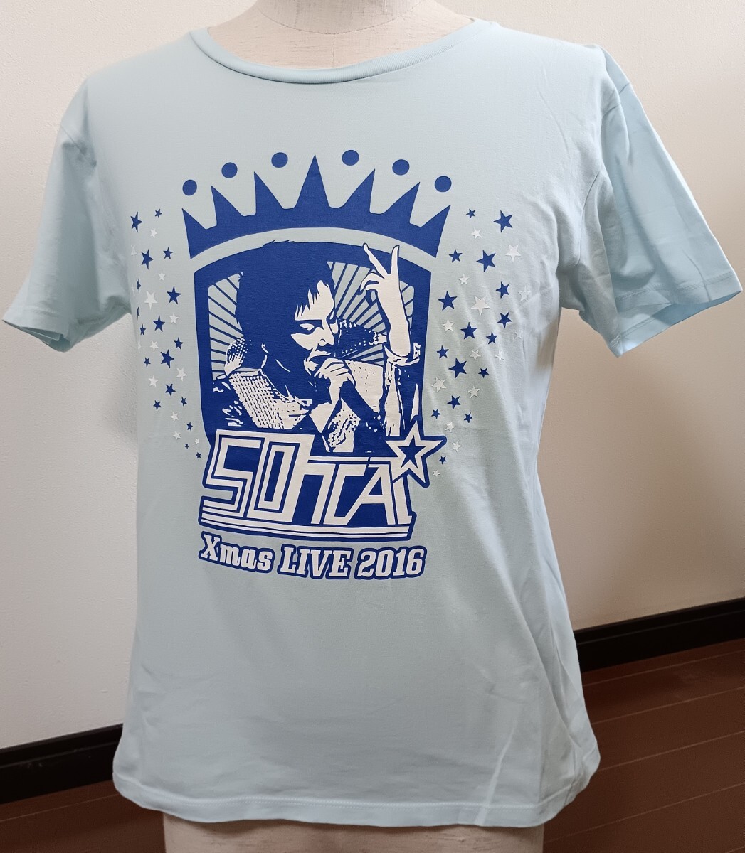 古着 希少 50TA 半袖Tシャツ M 水色 Xmas live 2016 ロンドンハーツ 狩野英孝プリント