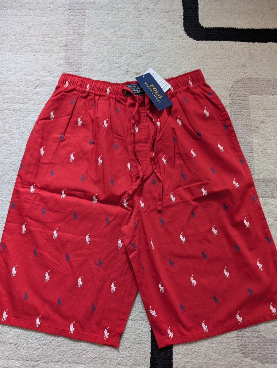 【新品タグ付き】ポロ　ラルフローレン　ルームパンツ　ハーフパンツ　 ショートパンツ　リラックスウェア　M レッド