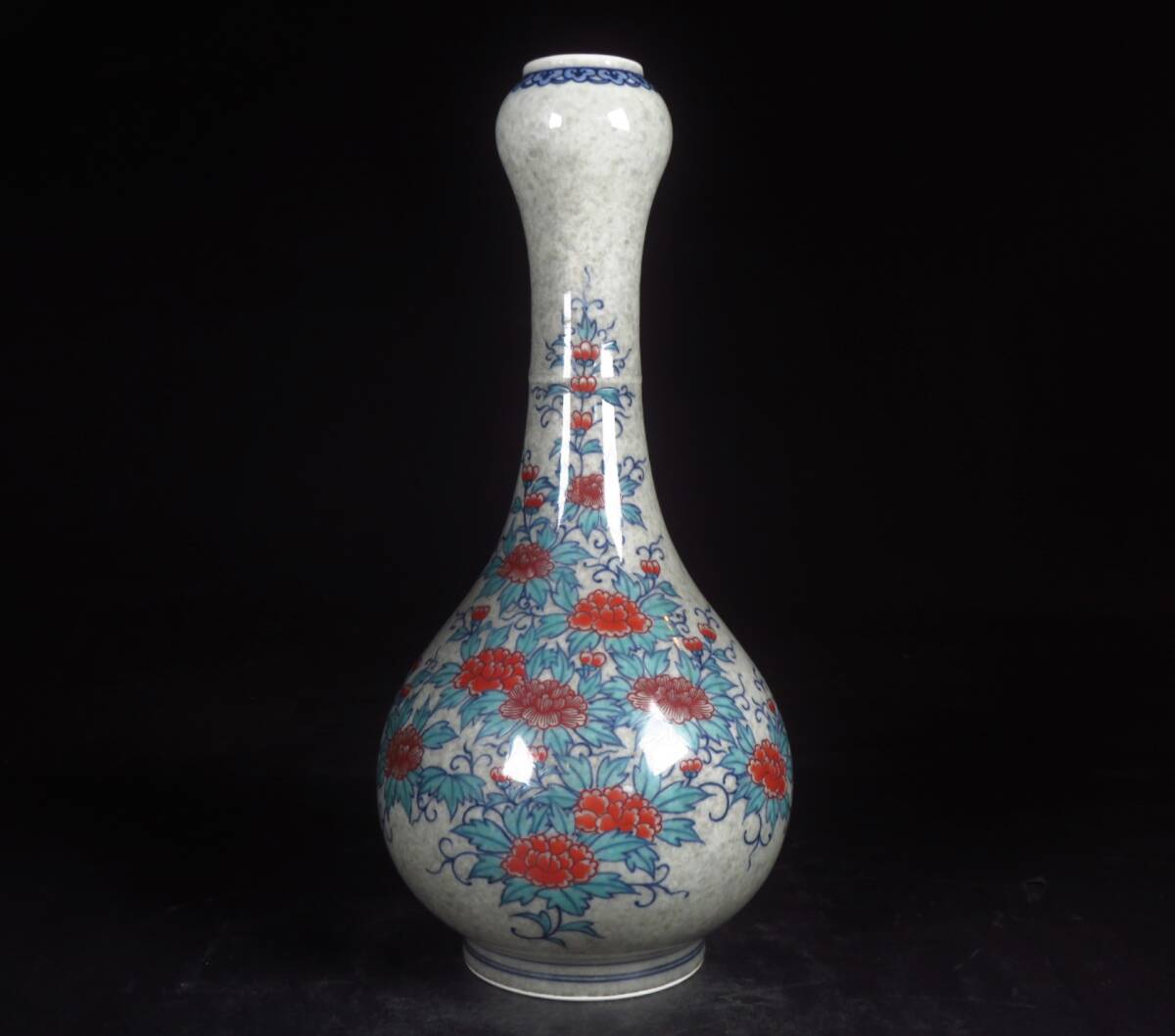 【SAKURAYA】希少な本人作品【色絵薄墨草花文花瓶/人間国宝 十三代 今泉今右衛門】飾壺 壷 有田焼 作家 箱/栞/共布 骨董品 古美術品 28.5cm