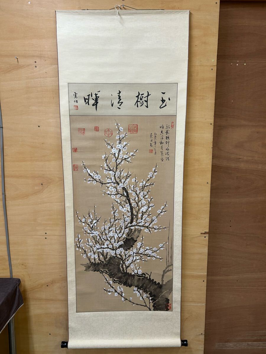 模写 中国画 掛軸 中国書画 掛け軸 白梅図 豪華 茶道具 和室 飾り インテリア 