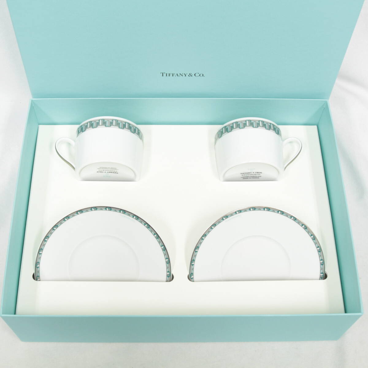 未使用 TIFFANY&Co. ティファニー カップ＆ソーサー T TRUE トゥルー 2客セット 箱付き 2506-N0033M(NT)