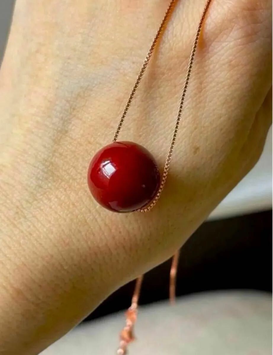 2024新商品　海外で人気ある赤血珊瑚16mm 金銭運　仕事運アップ　アクセサリー　レディース　ネックレス　