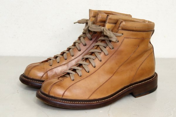 hLam ラム レザー 本革 ハイカット ブーツ 靴 ライトブラウン size6