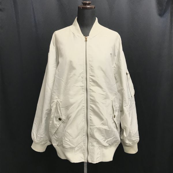 ダブルクローゼット/W closet★MA-1/フライトジャケット【レディースF/ライトグレー】ビッグシルエット/薄手/Jackets/Jumpers◆BH344